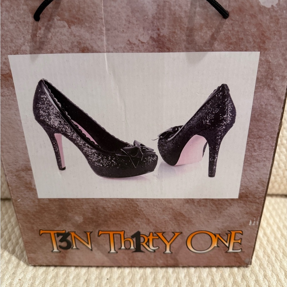 Black Glitter High Heels